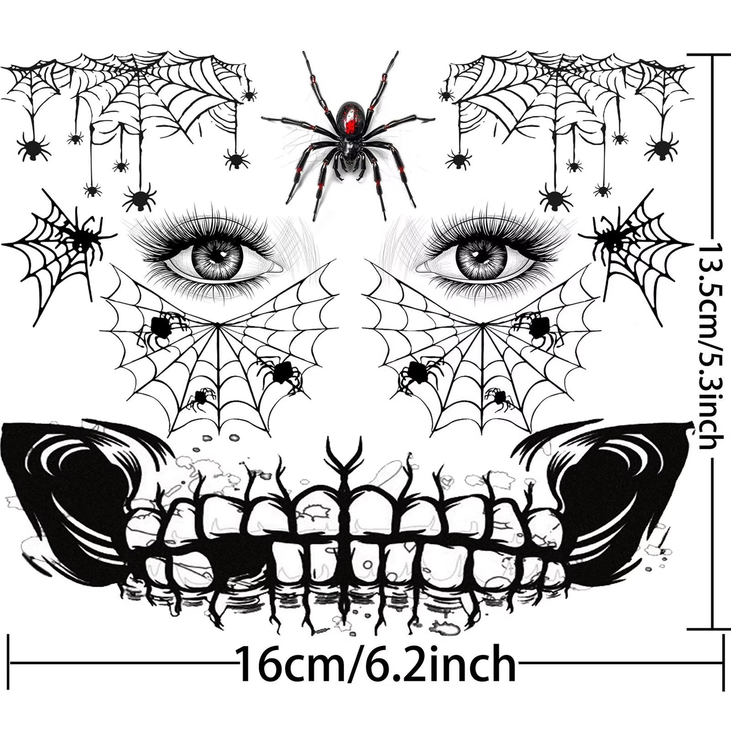 Set de 4 Tatuajes Temporales de Cara Aterradora